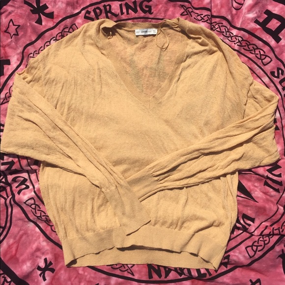 Zara Knit Yellow Long Sleeve Sweater - Picture 3 of 4